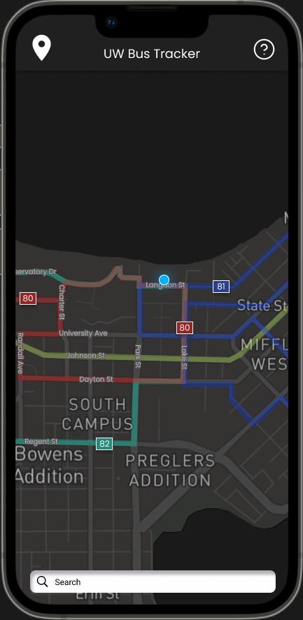 app screenshot of bus tracker app